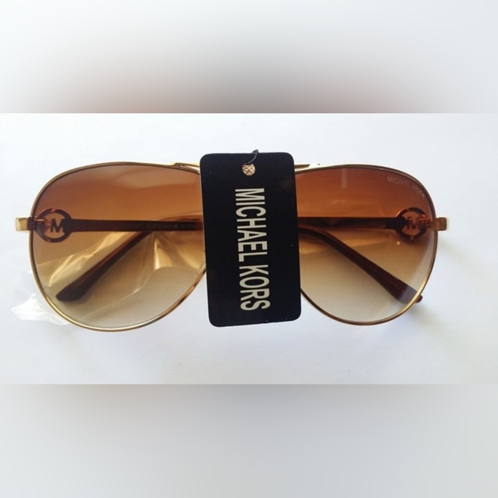 NWT Michael Kors Gold MK Tinted Bronze Lens Gradient Sunglasses